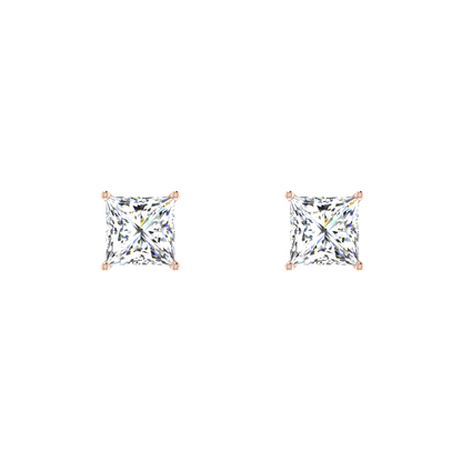 Classic 0.5 Carat Each Princess Cut Diamond Stud Earrings