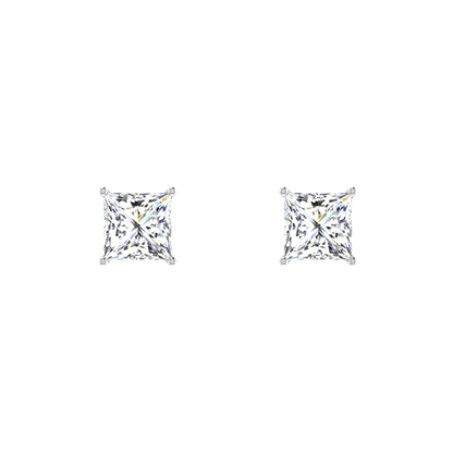 Classic 0.5 Carat Each Princess Cut Diamond Stud Earrings