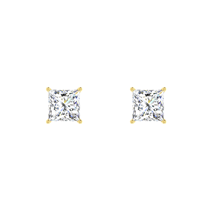 Classic 0.5 Carat Each Princess Cut Diamond Stud Earrings