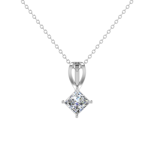 1 Carat Princess Cut Basket Setting Solitaire Pendant