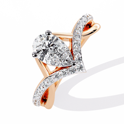 Seashell Drop shape Solitaire Ring