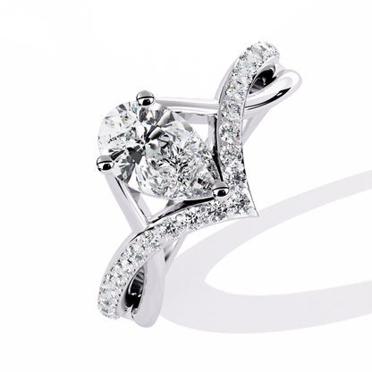 Seashell Drop shape Solitaire Ring
