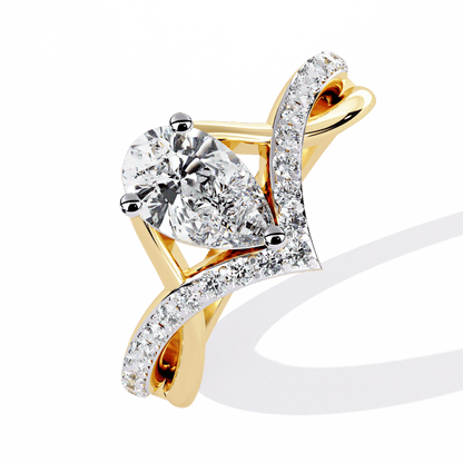 Seashell Drop shape Solitaire Ring
