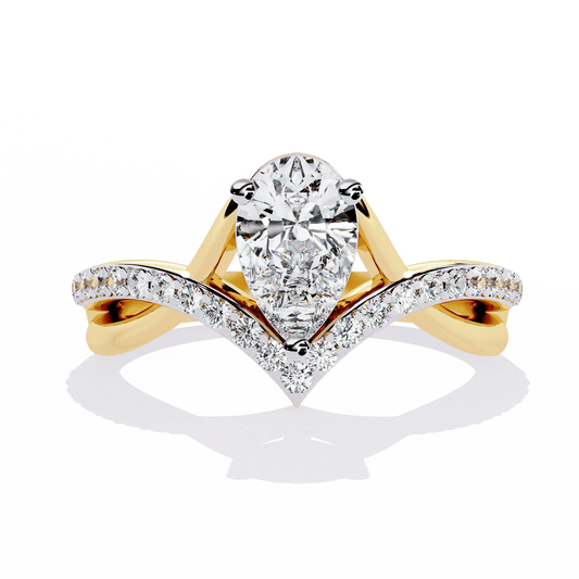 Seashell Drop shape Solitaire Ring