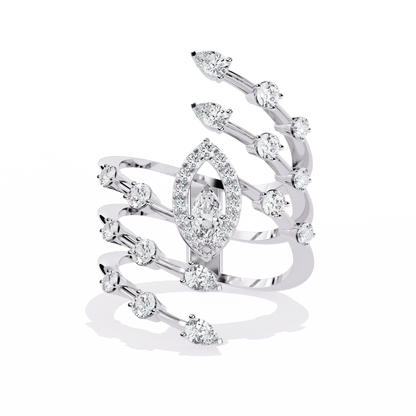 Spiral Charm Diamond Ring