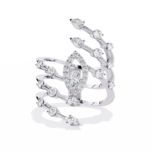 Spiral Charm Diamond Ring