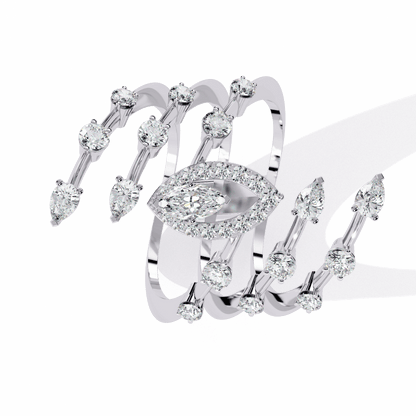 Spiral Charm Diamond Ring
