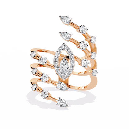 Spiral Charm Diamond Ring
