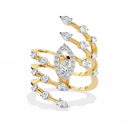 Spiral Charm Diamond Ring