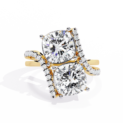 Double Cushion Solitaire Ring