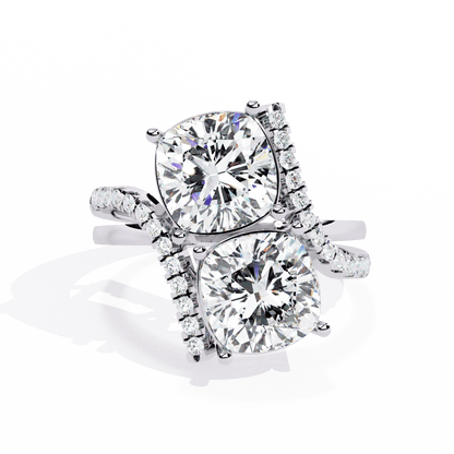 Double Cushion Solitaire Ring