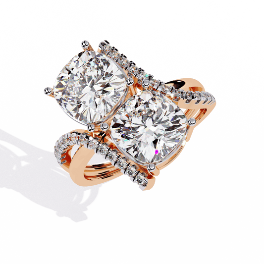 Double Cushion Solitaire Ring