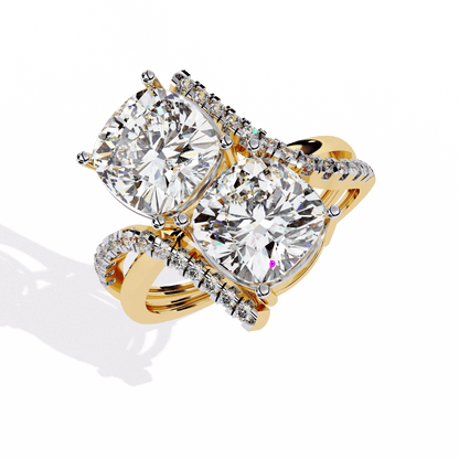 Double Cushion Solitaire Ring