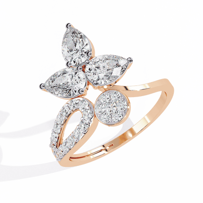 White Pea Cock Diamond ring