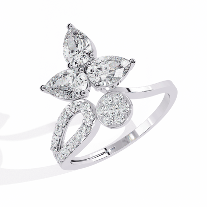 White Pea Cock Diamond ring