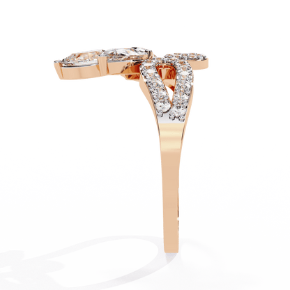 White Pea Cock Diamond ring