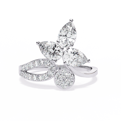 White Pea Cock Diamond ring