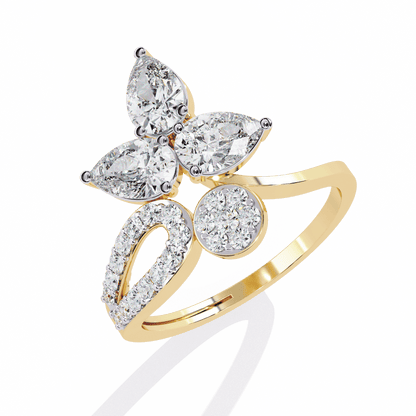 White Pea Cock Diamond ring