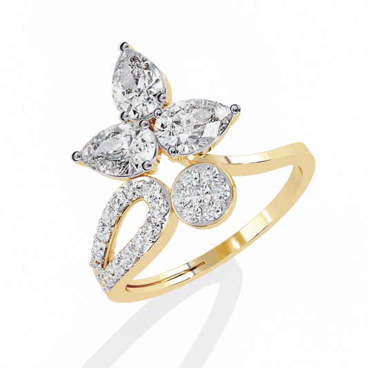 White Pea Cock Diamond ring