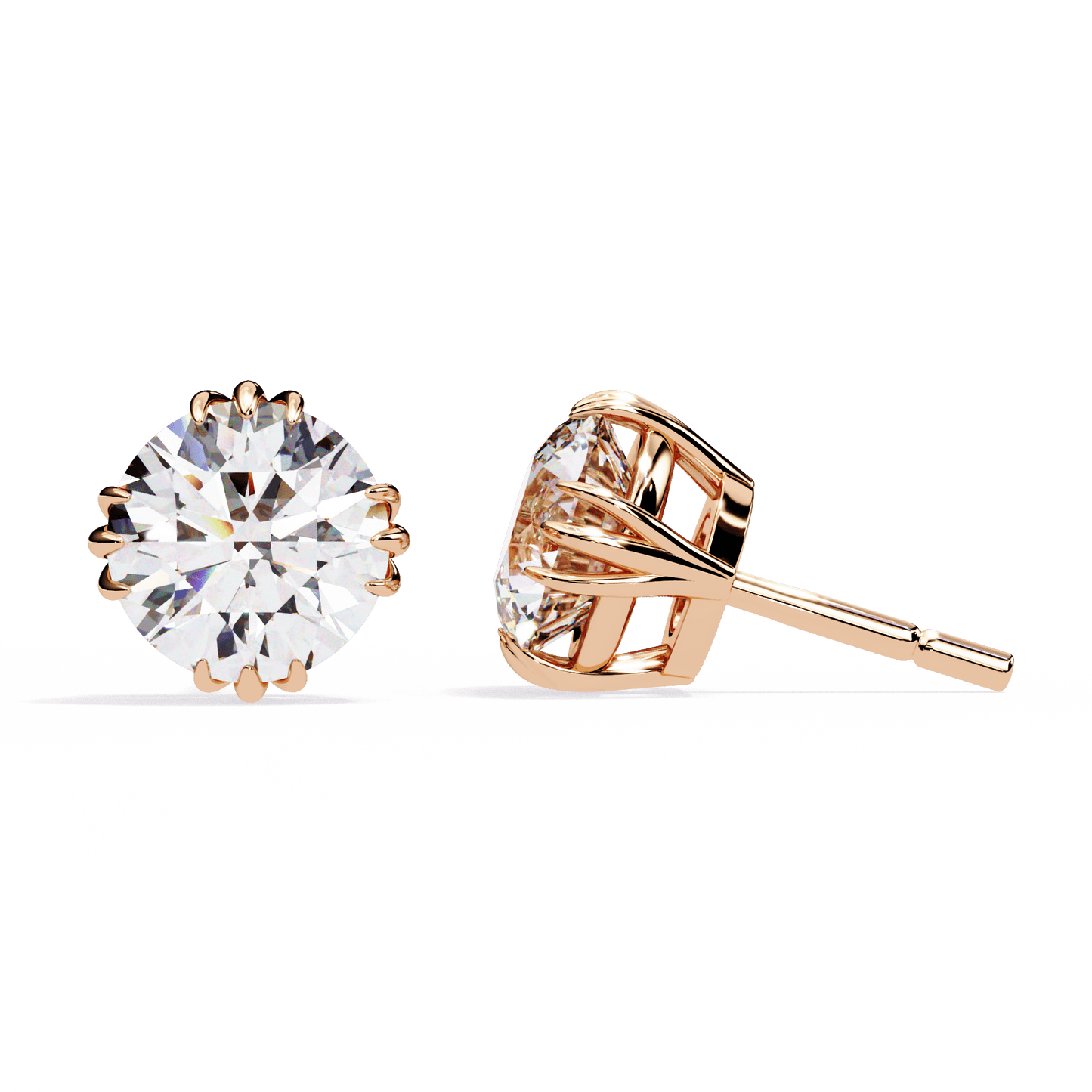 2.01 Carat each Tripple Claw Carat Round Solitaire Earrings