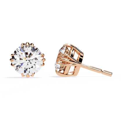2.01 Carat each Tripple Claw Carat Round Solitaire Earrings