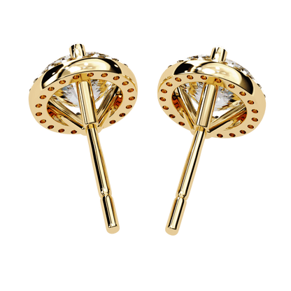 0.9 Carat Center each Halo Round Solitaire Earrings