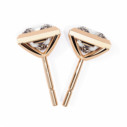 Royal Princess Cut Bezel Solitaire Studs