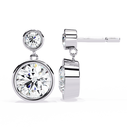 Twin Cased Round Solitaire Earrings