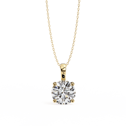 3.01 Carat Single Solitaire Round Pendant