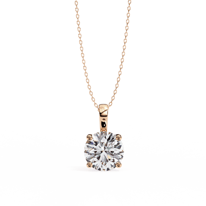 3.01 Carat Single Solitaire Round Pendant