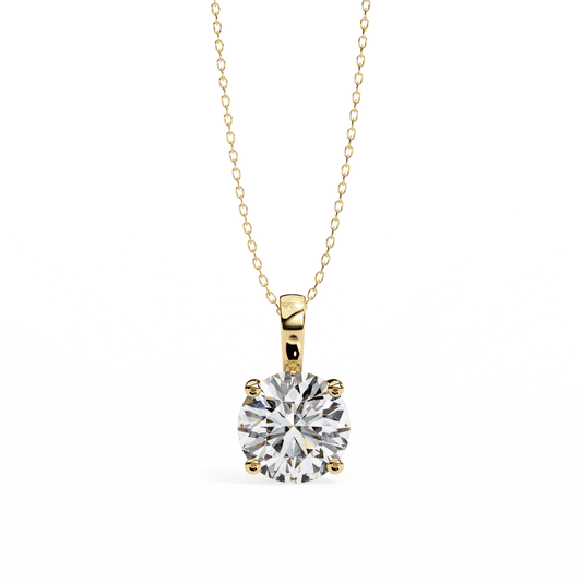 3.01 Carat Single Solitaire Round Pendant