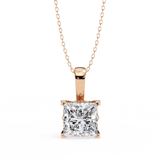 0.88 Carat Princess Medium Solitaire Pendant