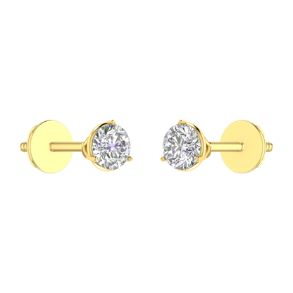 0.15 carat each 3 prong setting Round Diamond Earrings