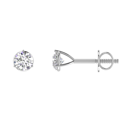 0.25 carat each 3 prong setting Round Diamond Earrings