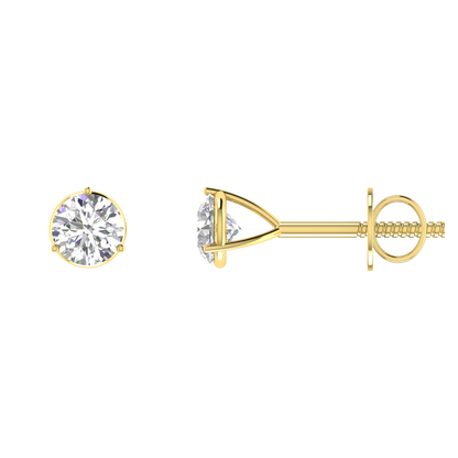0.25 carat each 3 prong setting Round Diamond Earrings