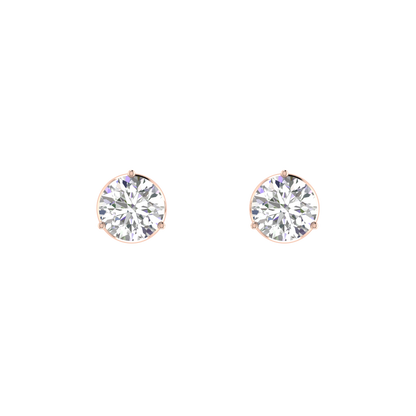 0.15 carat each 3 prong setting Round Diamond Earrings