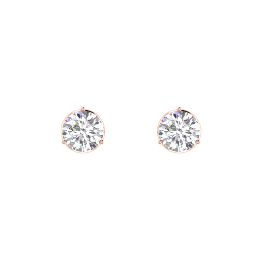 0.15 carat each 3 prong setting Round Diamond Earrings
