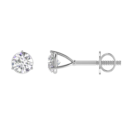 0.50 Carat each 3 Prong setting Round Diamond Earrings