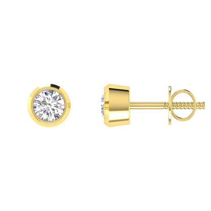 0.75 Carat each Bezel Round Diamond Earrings