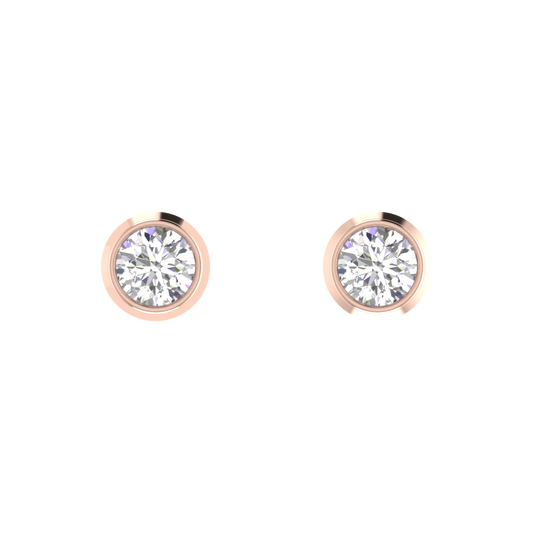 0.75 Carat each Bezel Round Diamond Earrings
