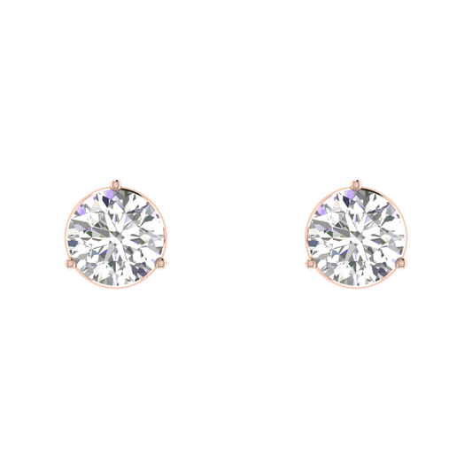 0.50 Carat each 3 Prong setting Round Diamond Earrings