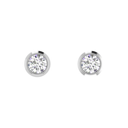 0.75 Carat each Bezel Round Diamond Earrings