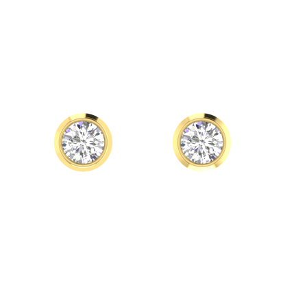 0.75 Carat each Bezel Round Diamond Earrings