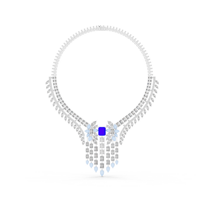 Majestic Royal Sapphire & Diamond Bridal Necklace - Price On Request
