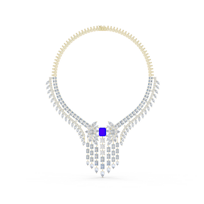 Majestic Royal Sapphire & Diamond Bridal Necklace - Price On Request