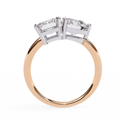Round and Radiant Pair Solitaire Ring