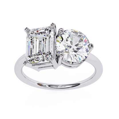 Round and Radiant Pair Solitaire Ring