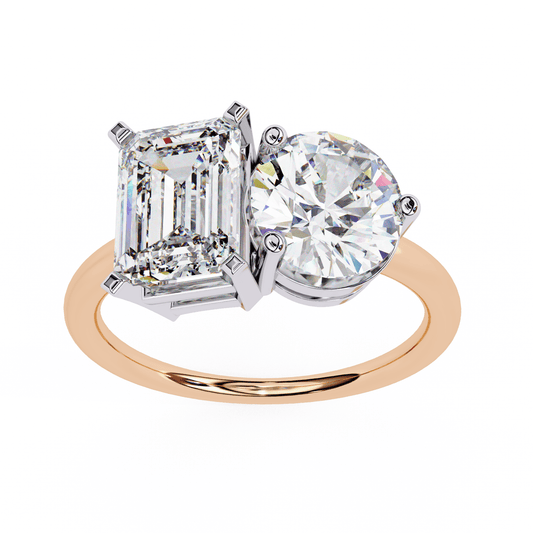 Round and Radiant Pair Solitaire Ring