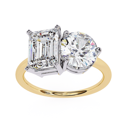 Round and Radiant Pair Solitaire Ring
