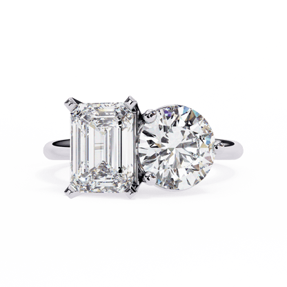 Round and Radiant Pair Solitaire Ring